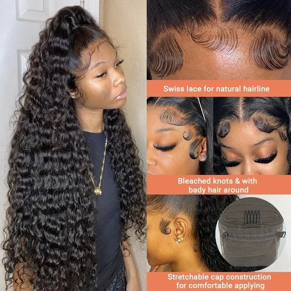 Deep Wave Lace Front Wig 13x6 Hd Lace Frontal Wig 4x4 13x4 Curly Human Hair Wigs For Women 360 Pre Plucked Lace Wig 250 Density