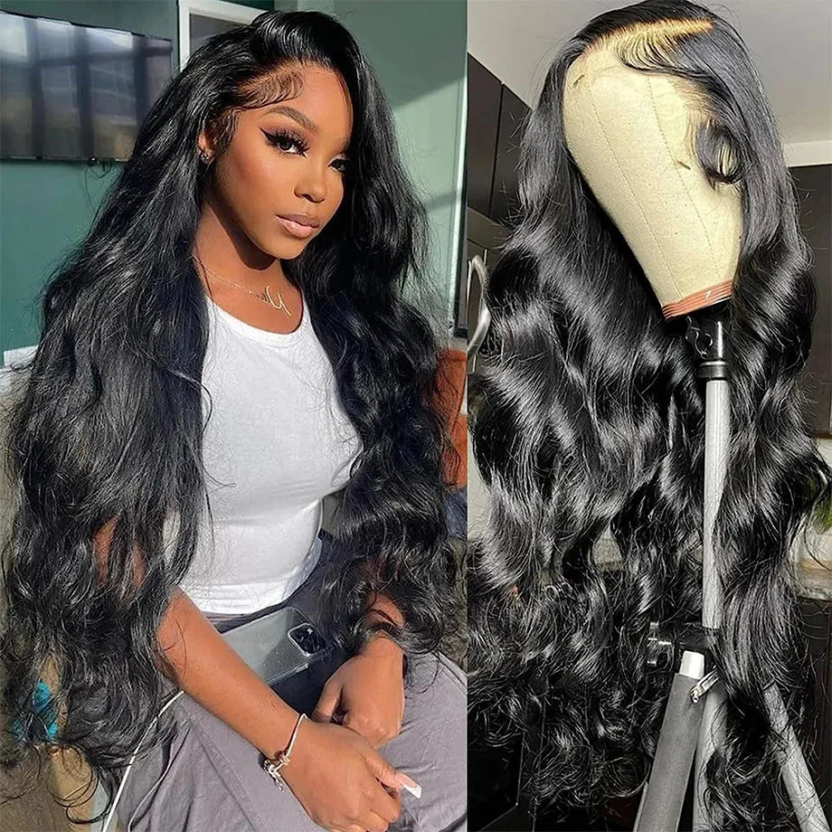 Body Wave Lace Front Wig – 100% Human Hair, Natural Black, Pre-Plucked 13x4 HD Lace Wig with Baby Hair