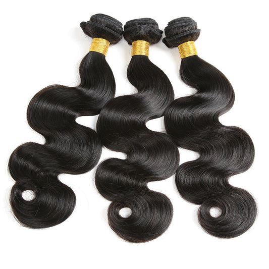 Virgin Body Wave Human Hair Bundles – Natural Black, Soft & Tangle-Free Weft Extensions